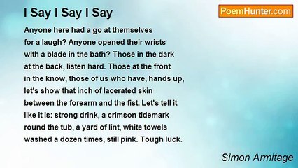 Simon Armitage's 'I Say I Say I Say' — A Raw Reflection on Darkness and Humor 🖤