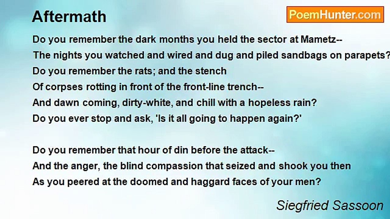 Siegfried Sassoon - Aftermath