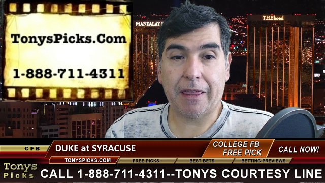 Syracuse Orange vs. Duke Blue Devils Free Pick Prediction NCAA College Football Odds Preview 11-8-2014