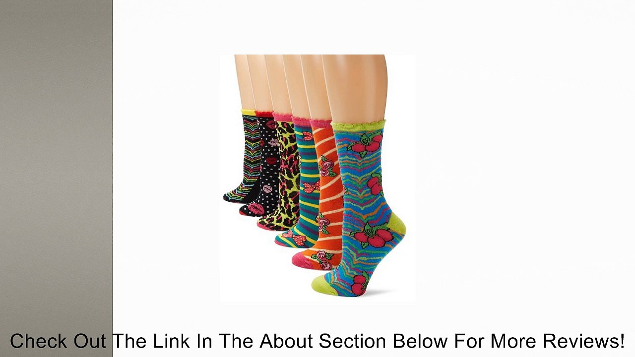 Betsey Johnson Women's Six-Pair Pack Garden Grown Crew Sock In Gift Box Review