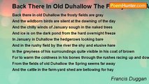 Francis Duggan - Back There In Old Duhallow The Frosty Fields Are Gray
