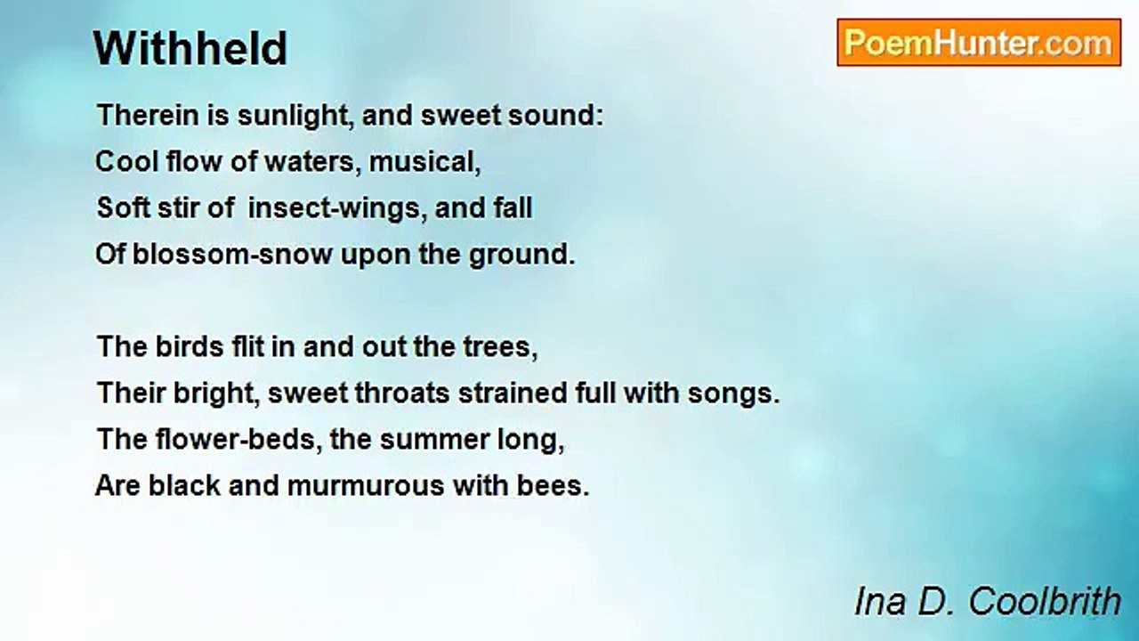 Ina D. Coolbrith - Withheld
