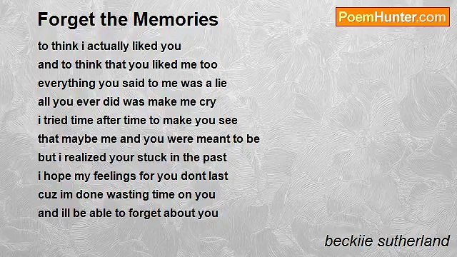 beckiie sutherland - Forget the Memories