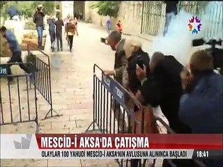 İsrail Polisi 47 yıl sonra Mescid_i Aksa'yı bastı çatışma oldu