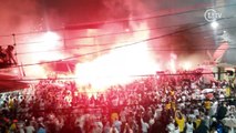 Torcida recebe Santos na Vila com festa e fogos