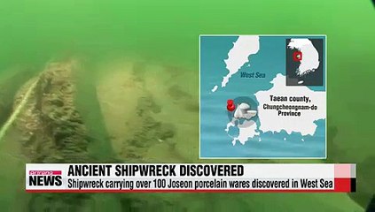 Ancient shipwreck carrying over 100 Joseon white porcelain wares discovered in the West Sea
