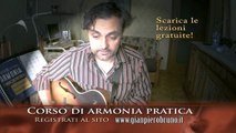 Lezione chitarra armonia, accordi a 3 e 4 voci