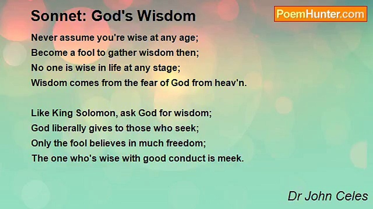 Dr John Celes - Sonnet: God's Wisdom