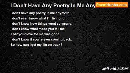 Jeff Fleischer - I Don't Have Any Poetry In Me Anymore