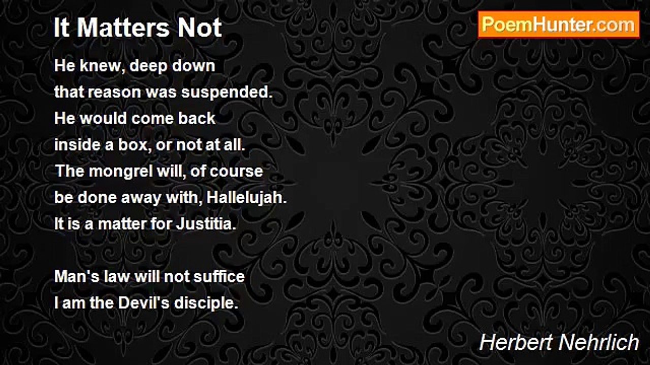 Herbert Nehrlich - It Matters Not