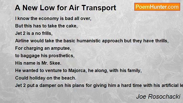 Joe Rosochacki - A New Low for Air Transport