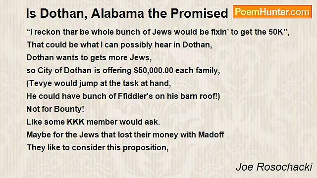 Joe Rosochacki - Is Dothan, Alabama the Promised Land?