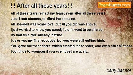 carly bachor - ! ! After all these years! !