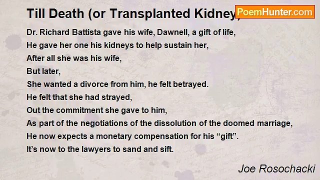 Joe Rosochacki - Till Death (or Transplanted Kidney) Do Us Part