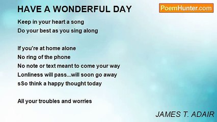 JAMES T. ADAIR - HAVE A WONDERFUL DAY