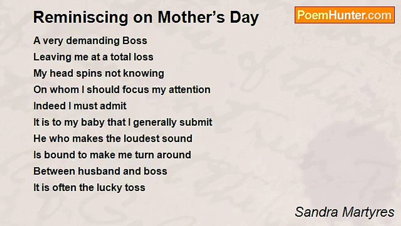 Sandra Martyres - Reminiscing on Mother’s Day