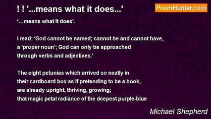 Michael Shepherd - ! ! '...means what it does...'