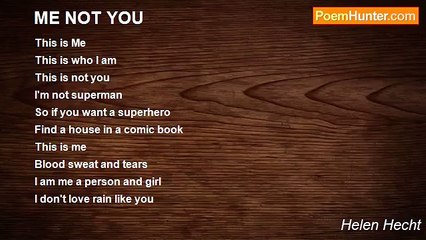 Helen Hecht - ME NOT YOU