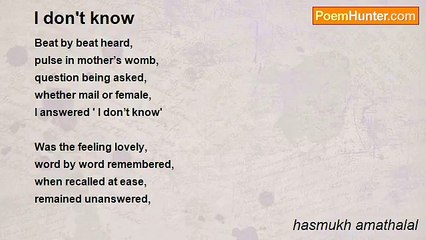 hasmukh amathalal - I don't know