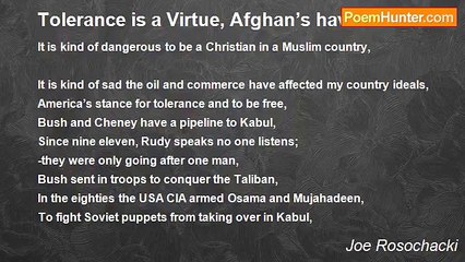 Joe Rosochacki - Tolerance is a Virtue, Afghan’s have None
