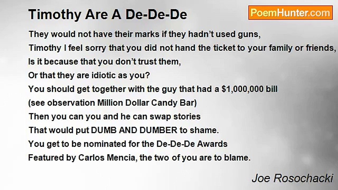 Joe Rosochacki - Timothy Are A De-De-De