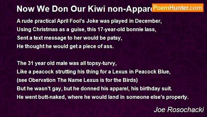 Joe Rosochacki - Now We Don Our Kiwi non-Apparel