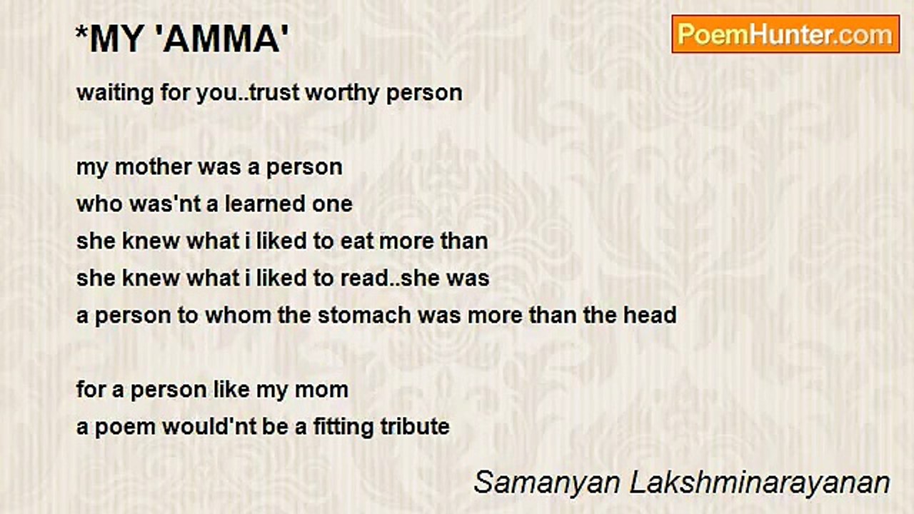 Samanyan Lakshminarayanan - *MY 'AMMA'