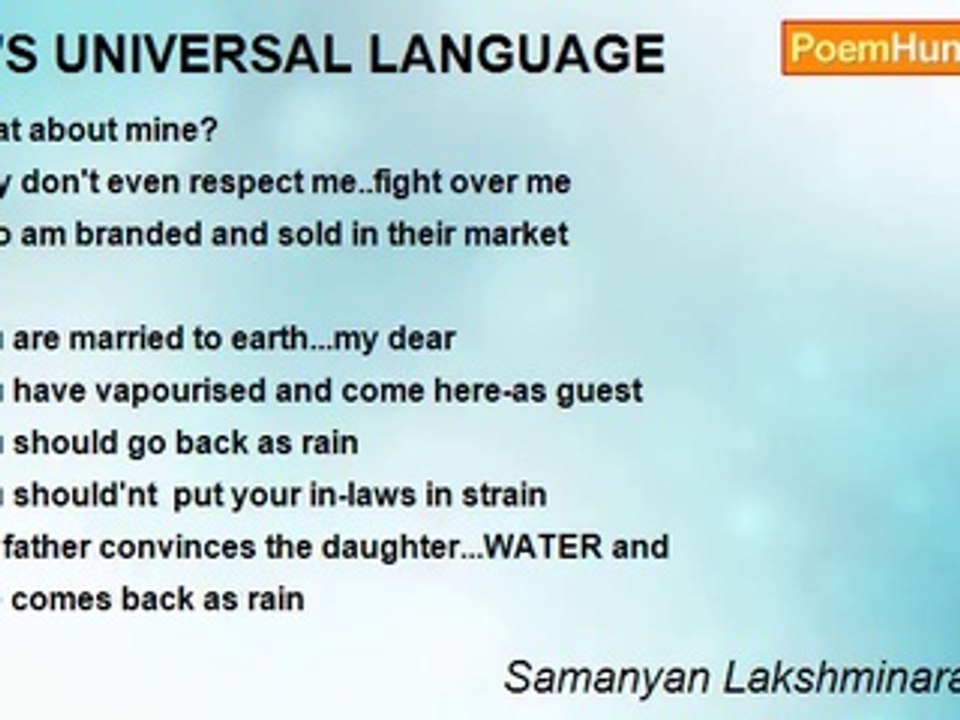 Samanyan Lakshminarayanan - IT'S UNIVERSAL LANGUAGE