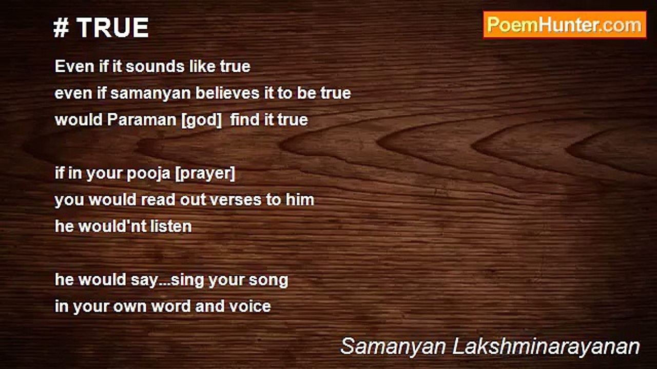 Samanyan Lakshminarayanan - # TRUE