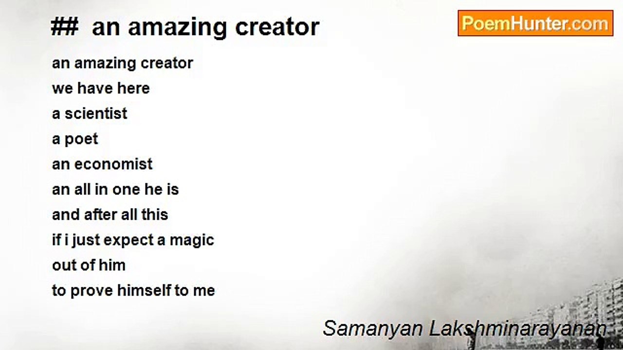 Samanyan Lakshminarayanan - ##  an amazing creator
