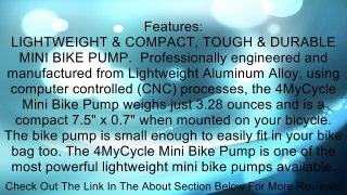Mini Bike Pump from 4MyCycle� - Portable & Lightweight with Frame Mounting Kit - Deluxe Black CNC Aluminum Alloy - High Pressure Compact Micro Air Pump for Mountain, Hybrid & BMX Bicycle Tires - Presta & Schrader Compatible