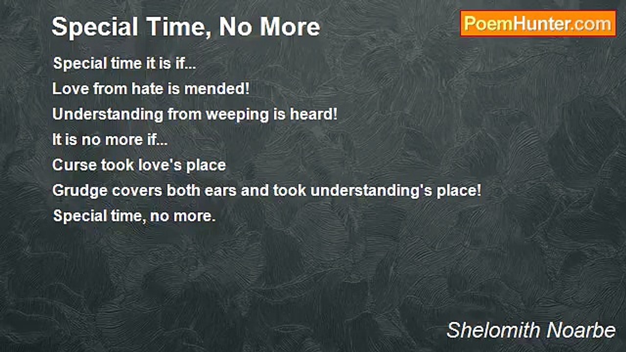 Shelomith Noarbe - Special Time, No More
