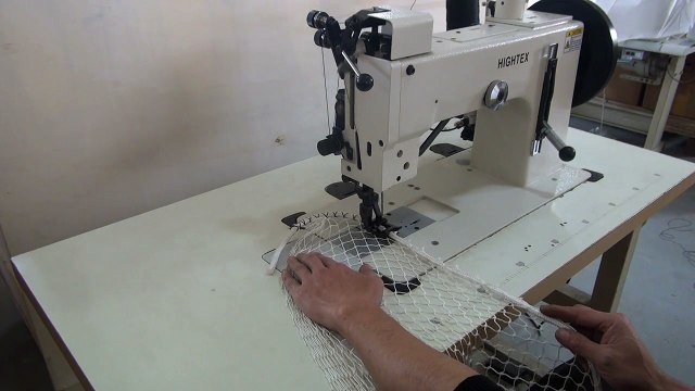 Straight stitch and zig-zag sewing machine for attaching ropes and netting
