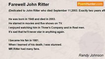 Randy Johnson - Farewell John Ritter