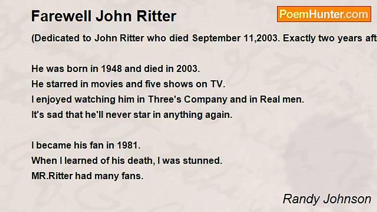 Randy Johnson - Farewell John Ritter