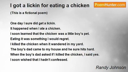 Randy Johnson - I got a lickin for eating a chicken