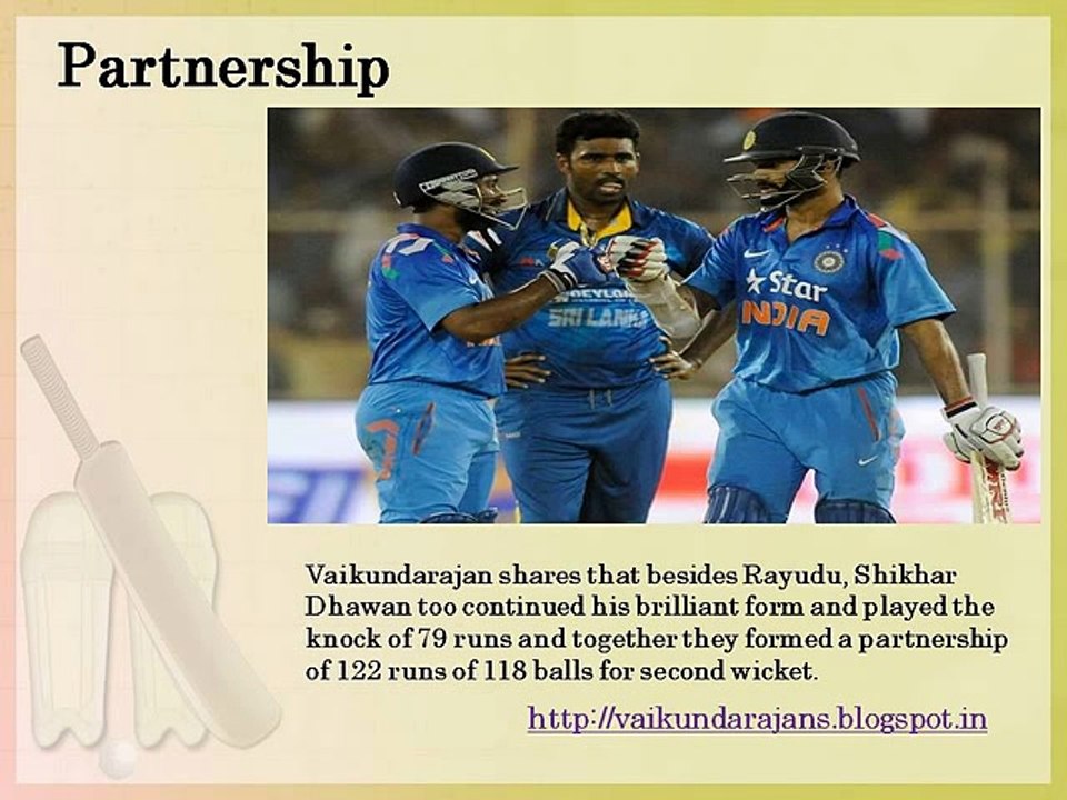 Ambati Rayudu’s Maiden Ton Helps India Take A 2-0 Lead In The ODI Series Against Sri Lanka - Vaikundarajan