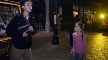 Young Girl screams at Street Preacher