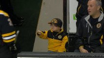 So cute Young Fan Fist Bumps Boston Bruins Hockey players!