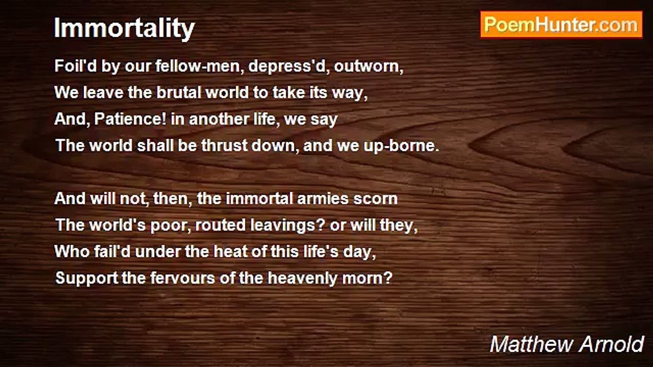 Matthew Arnold - Immortality