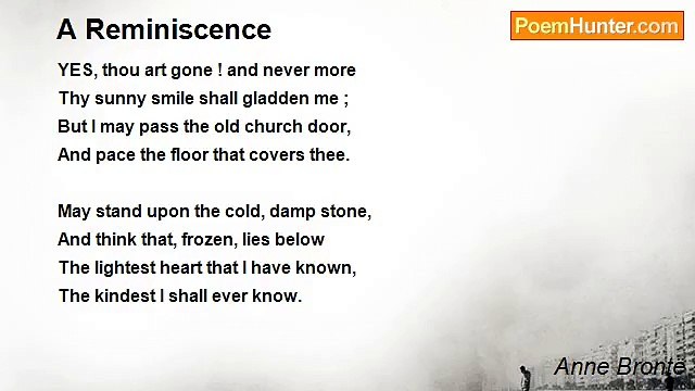 Anne Brontë - A Reminiscence