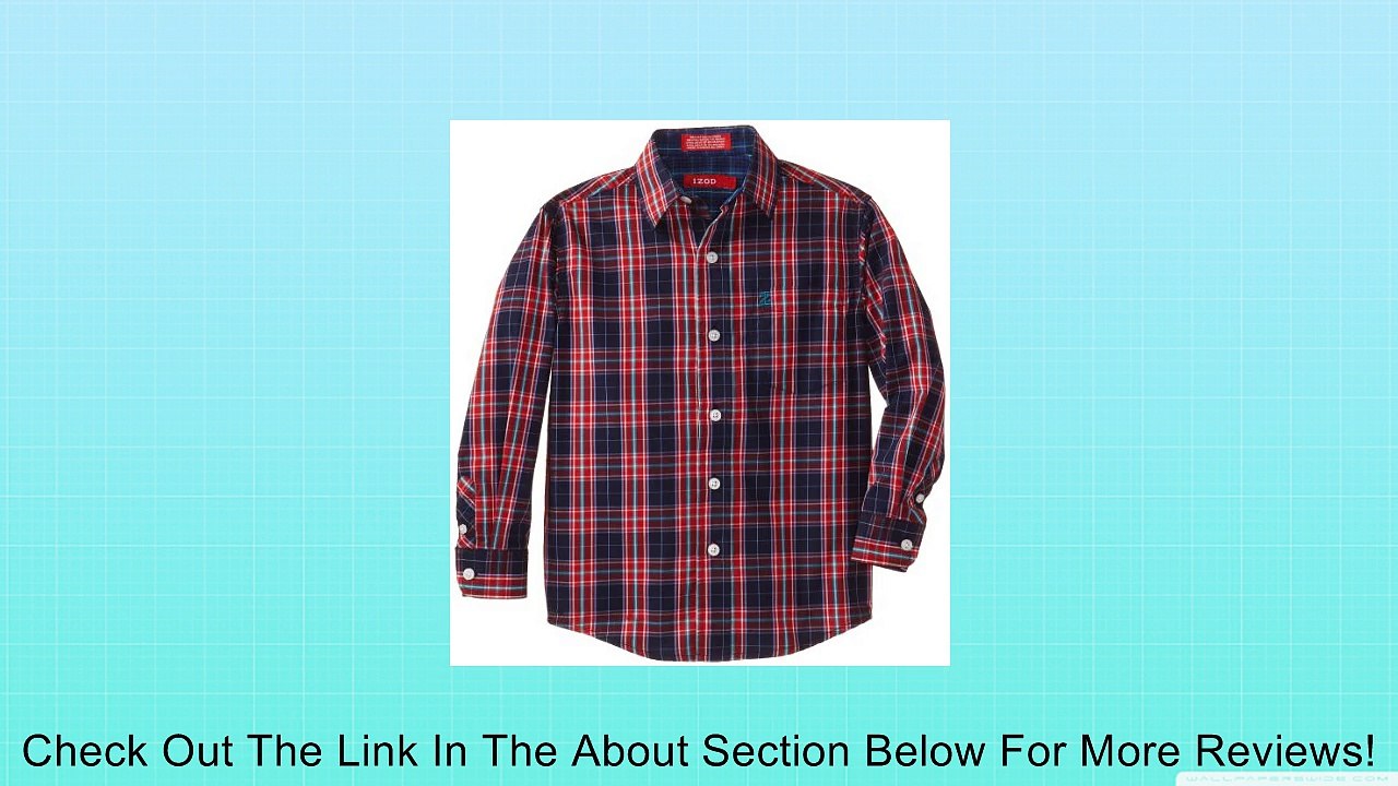 Izod Little Boys' Long Sleeve Plaid Woven Shirt, Tango, Small Review