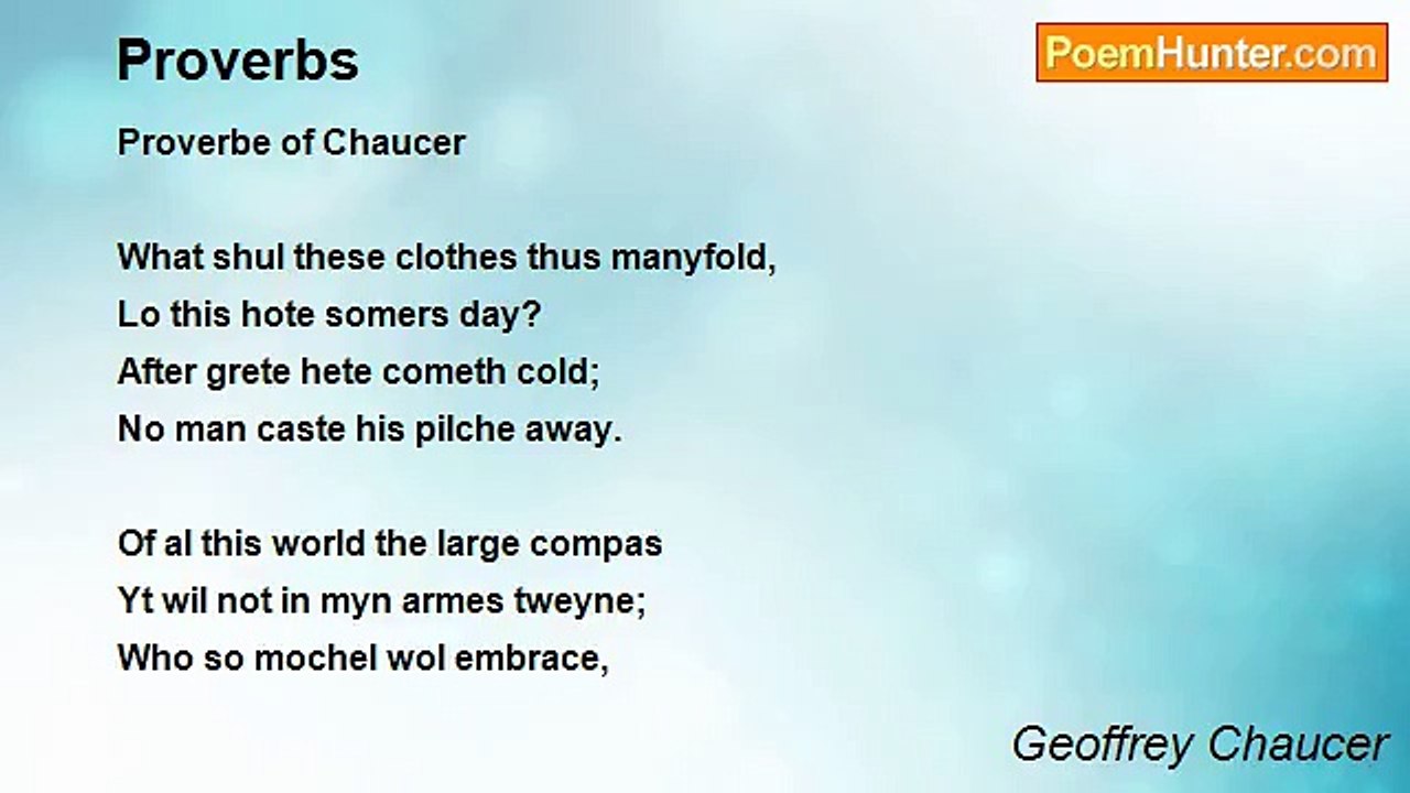 Geoffrey Chaucer - Proverbs