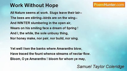 Samuel Taylor Coleridge - Work Without Hope
