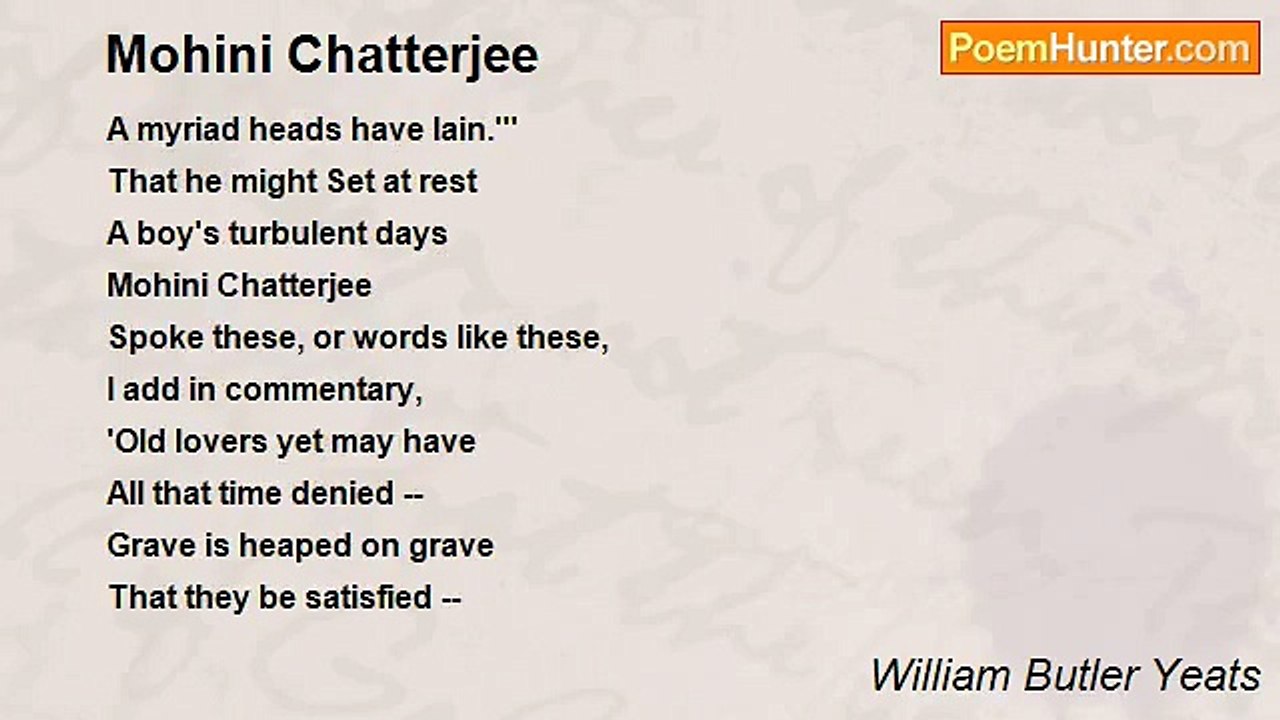 William Butler Yeats - Mohini Chatterjee