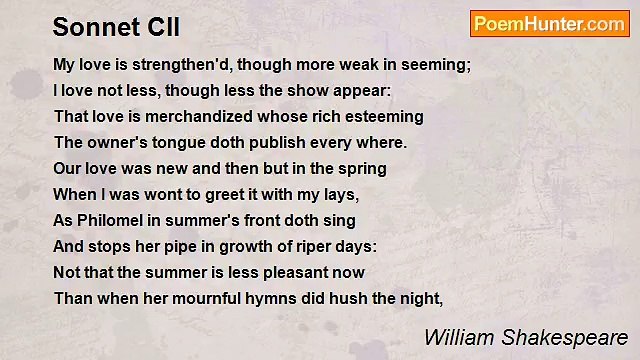 William Shakespeare - Sonnet CII