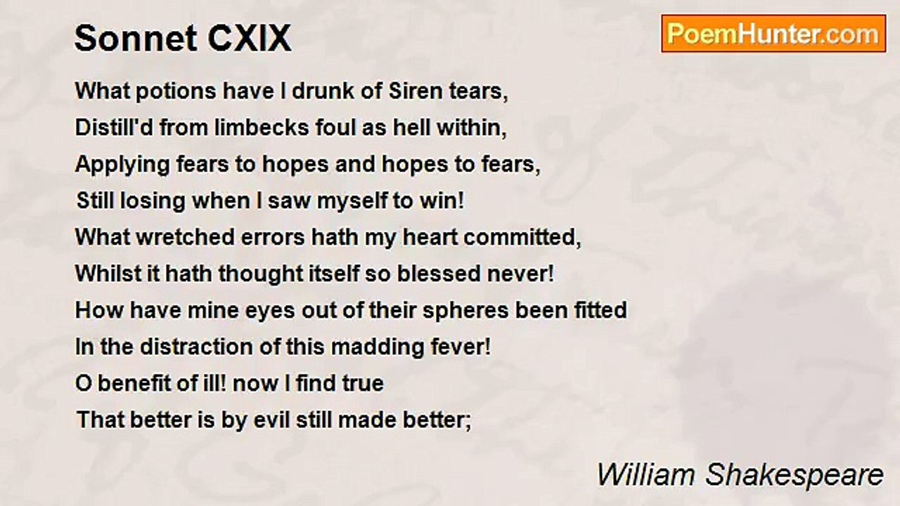 William Shakespeare - Sonnet CXIX