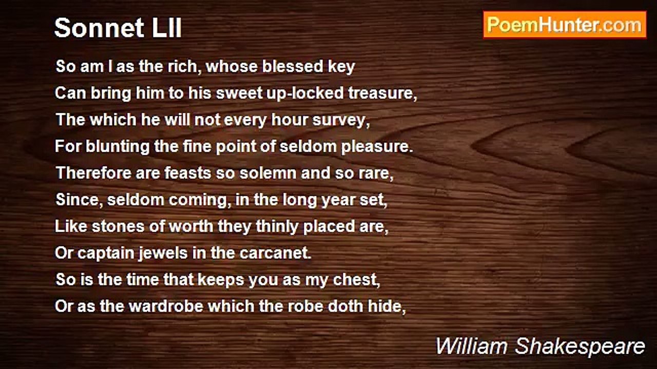 William Shakespeare - Sonnet LII