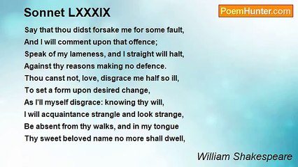 William Shakespeare - Sonnet LXXXIX