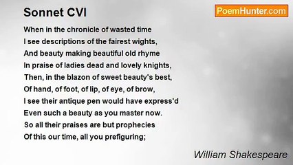 William Shakespeare - Sonnet CVI